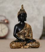 ecraftindia golden meditating buddha statue – plain design, 16 inch