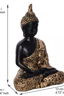 ecraftindia golden meditating buddha statue     plain design, 16 inch