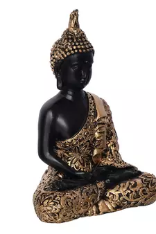 ecraftindia golden meditating buddha statue     plain design, 16 inch