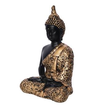 ecraftindia golden meditating buddha statue     plain design, 16 inch 6