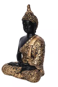 ecraftindia golden meditating buddha statue     plain design, 16 inch