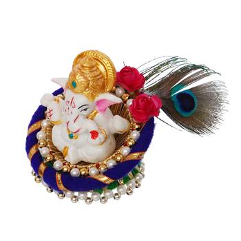 eCraftIndia Lord Ganesha Idol on Decorative Handcrafted Floral Plate for Home and Car 5