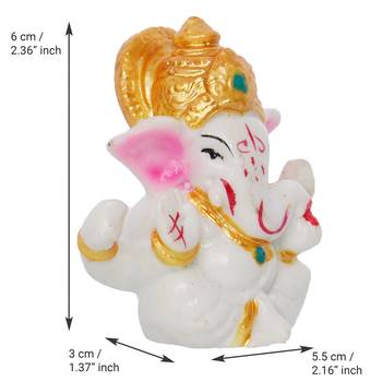 white lord ganesha idol with golden mukut 4