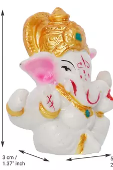 white lord ganesha idol with golden mukut