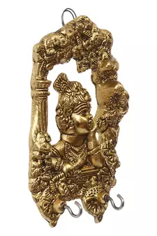 eCraftIndia Golden Lord Krishna 2 Hooks Key Holder