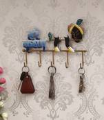 eCraftIndia Hare Krishna Colorful Tribal Art 5 Hooks Iron Key Holder