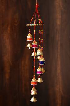 eCraftIndia Handcrafted Decorative Colorful Spiral Wall/Door/Window Hanging Bells