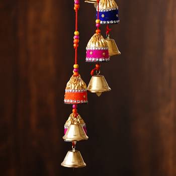 eCraftIndia Handcrafted Decorative Colorful Spiral Wall/Door/Window Hanging Bells 6