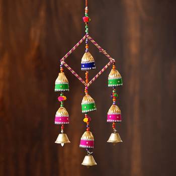 eCraftIndia Handcrafted Decorative Colorful Wall/Door/Window Hanging Bells 1