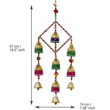 eCraftIndia Handcrafted Decorative Colorful Wall/Door/Window Hanging Bells 4
