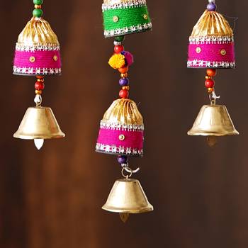 eCraftIndia Handcrafted Decorative Colorful Wall/Door/Window Hanging Bells 6