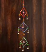 eCraftIndia Handcrafted Decorative Colorful Squares with Gota Patti Wall/Door/Window Hanging Bells