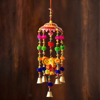 eCraftIndia Handcrafted Decorative Lord Ganesha Wall/Door/Window Hanging Bells 1