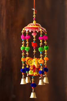 eCraftIndia Handcrafted Decorative Lord Ganesha Wall/Door/Window Hanging Bells