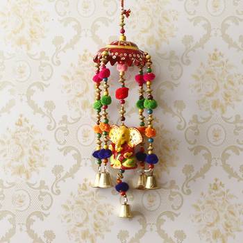 eCraftIndia Handcrafted Decorative Lord Ganesha Wall/Door/Window Hanging Bells 2