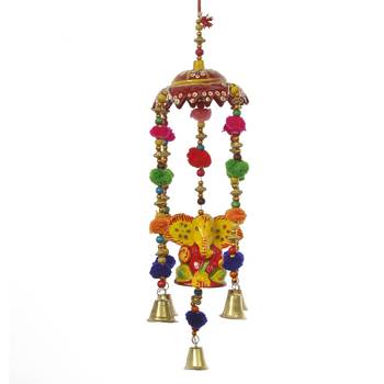 eCraftIndia Handcrafted Decorative Lord Ganesha Wall/Door/Window Hanging Bells 3