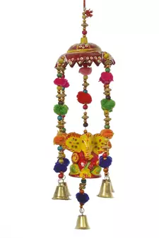 eCraftIndia Handcrafted Decorative Lord Ganesha Wall/Door/Window Hanging Bells