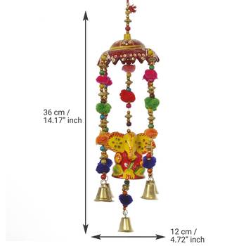 eCraftIndia Handcrafted Decorative Lord Ganesha Wall/Door/Window Hanging Bells 4