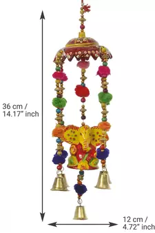 eCraftIndia Handcrafted Decorative Lord Ganesha Wall/Door/Window Hanging Bells