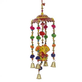 eCraftIndia Handcrafted Decorative Lord Ganesha Wall/Door/Window Hanging Bells 5