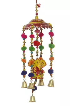 eCraftIndia Handcrafted Decorative Lord Ganesha Wall/Door/Window Hanging Bells