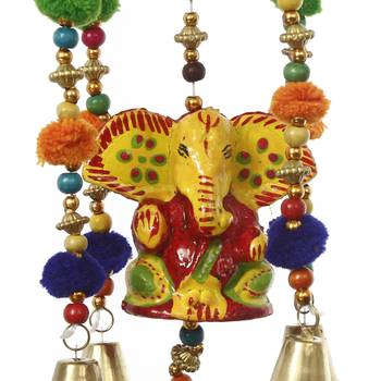 eCraftIndia Handcrafted Decorative Lord Ganesha Wall/Door/Window Hanging Bells 6