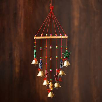 eCraftIndia Handcrafted Decorative Colorful Stars Wall/Door/Window Hanging Bells 1