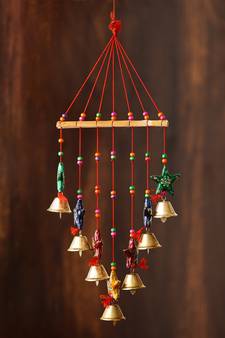 eCraftIndia Handcrafted Decorative Colorful Stars Wall/Door/Window Hanging Bells