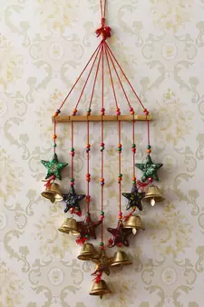 eCraftIndia Handcrafted Decorative Colorful Stars Wall/Door/Window Hanging Bells