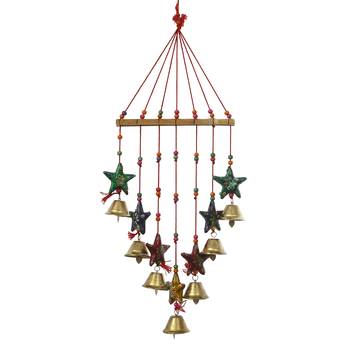 eCraftIndia Handcrafted Decorative Colorful Stars Wall/Door/Window Hanging Bells 3