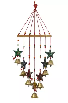 eCraftIndia Handcrafted Decorative Colorful Stars Wall/Door/Window Hanging Bells