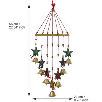 eCraftIndia Handcrafted Decorative Colorful Stars Wall/Door/Window Hanging Bells 4