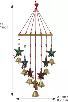 eCraftIndia Handcrafted Decorative Colorful Stars Wall/Door/Window Hanging Bells