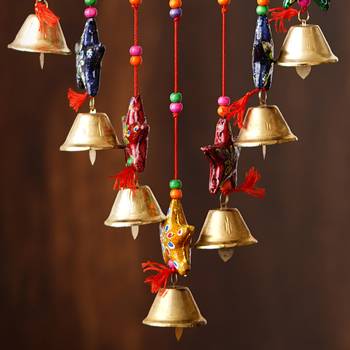 eCraftIndia Handcrafted Decorative Colorful Stars Wall/Door/Window Hanging Bells 5