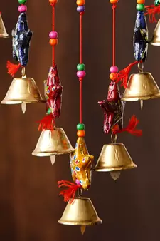 eCraftIndia Handcrafted Decorative Colorful Stars Wall/Door/Window Hanging Bells