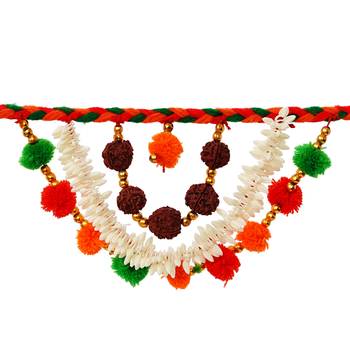 eCraftIndia Decorative Colorful Bandarwal/Toran  Door Hanging with Shells and Rudraksh 4