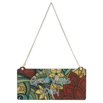 eCraftIndia Wooden Ethnic Look Multicolor "Good Vibes Only" Decorative Wall Hanging with Chain 2