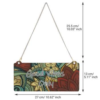 eCraftIndia Wooden Ethnic Look Multicolor "Good Vibes Only" Decorative Wall Hanging with Chain 3