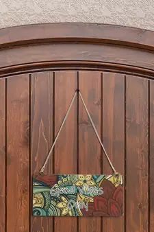 eCraftIndia Wooden Ethnic Look Multicolor "Good Vibes Only" Decorative Wall Hanging with Chain