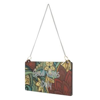 eCraftIndia Wooden Ethnic Look Multicolor "Good Vibes Only" Decorative Wall Hanging with Chain 5