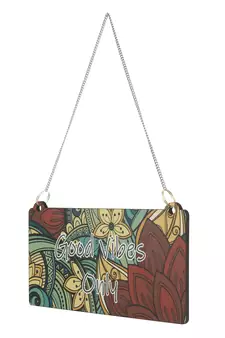 eCraftIndia Wooden Ethnic Look Multicolor "Good Vibes Only" Decorative Wall Hanging with Chain