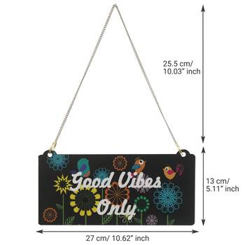 eCraftIndia Wooden Floral Look Multicolor "Good Vibes Only" Decorative Wall Hanging with Chain 3