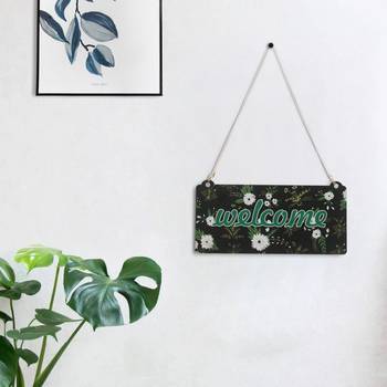 eCraftIndia Wooden Floral Look Multicolor "Welcome" Decorative Wall Hanging with Chain 1