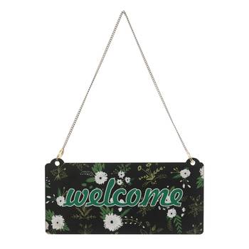 eCraftIndia Wooden Floral Look Multicolor "Welcome" Decorative Wall Hanging with Chain 2