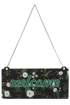 eCraftIndia Wooden Floral Look Multicolor "Welcome" Decorative Wall Hanging with Chain