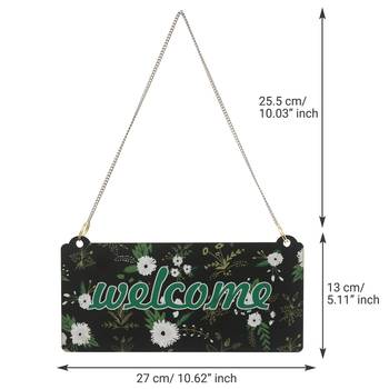 eCraftIndia Wooden Floral Look Multicolor "Welcome" Decorative Wall Hanging with Chain 3