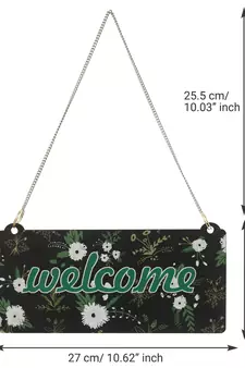 eCraftIndia Wooden Floral Look Multicolor "Welcome" Decorative Wall Hanging with Chain