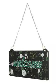 eCraftIndia Wooden Floral Look Multicolor "Welcome" Decorative Wall Hanging with Chain