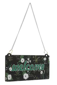 eCraftIndia Wooden Floral Look Multicolor "Welcome" Decorative Wall Hanging with Chain