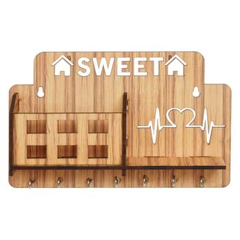 eCraftIndia Sweet Home Multiutility 7 Hooks Wooden Mobile Holder and KeyHolder 6
